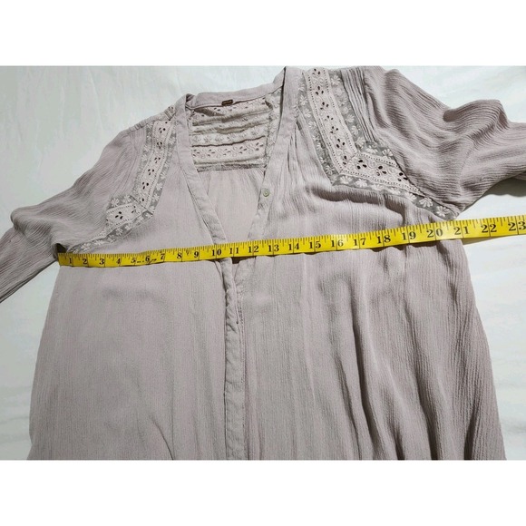 FREE PEOPLE Courtney Victorian Shirt Dress Eyelet Lace High Low Boho Size S - Picture 11 of 14